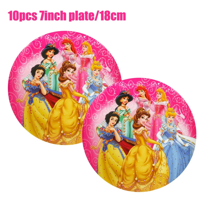 Disney Princess Birthday Party Decorations Girls Child Deco Disney Princess Birthday Plate Napkins Cups Tableware Supplies Setup
