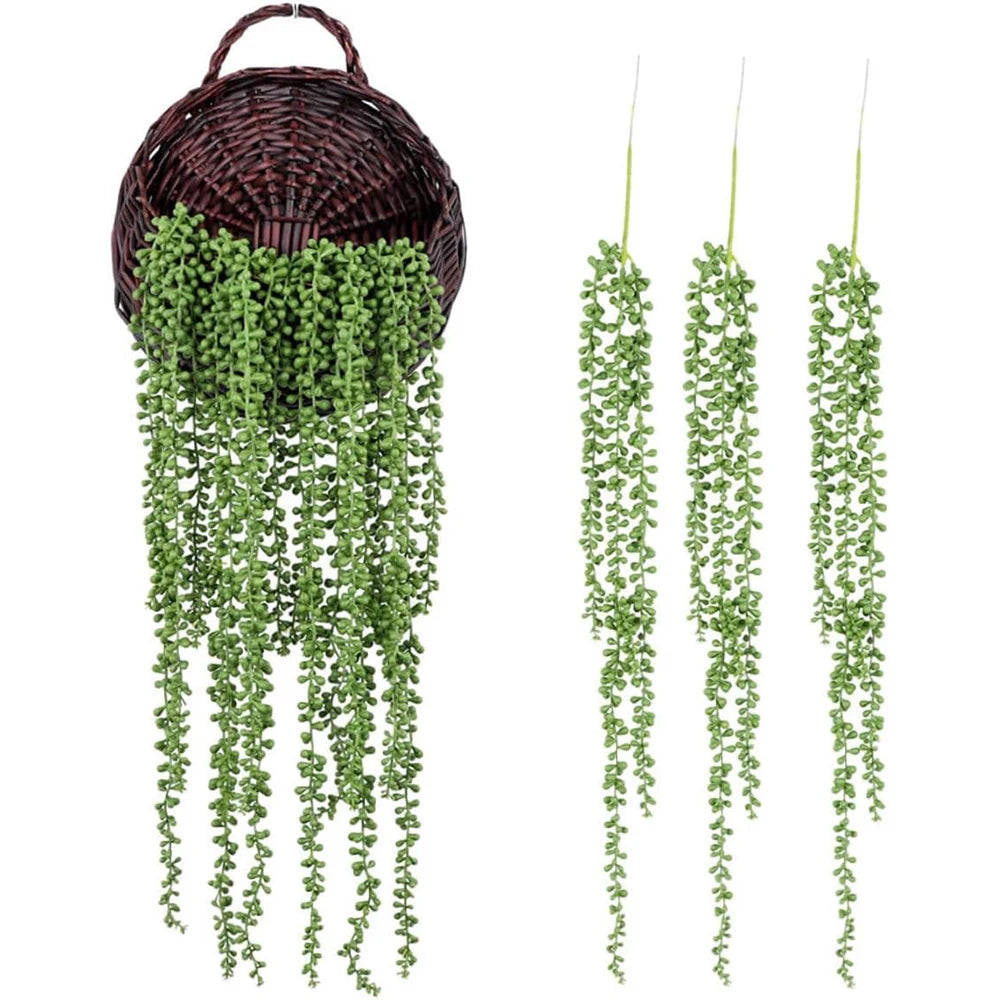 1pc Artificial Hanging Plant Eucalyptus Rattan Potted Green Plant Suitable Mandala Vine for Room Wall Home Shelf Interior Decor