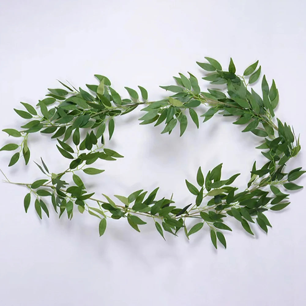 Nordic Style Wall Hanging Fake Willow Leaf Wreath Green Vine Wall Decorations Wedding Decoration Accessories