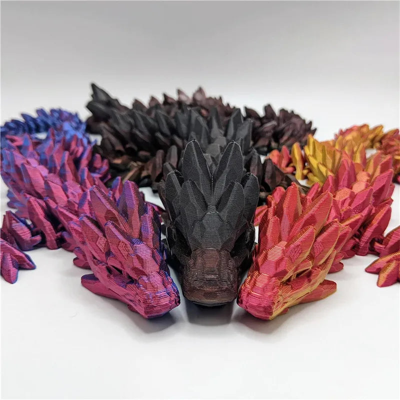 1Pc 3D Printed Gemstone Dragon Figurine-Iridescent Plastic Desk Decor, Ideal for Bedroom & Office, Perfect Gift for Christmas