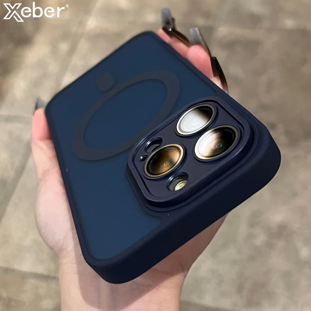 Matte For Magsafe Magnetic Case For iPhone 16 15 Pro Max 14 13 12 11 Frosted Translucent Wireless Charge Shockproof Bumper Cover