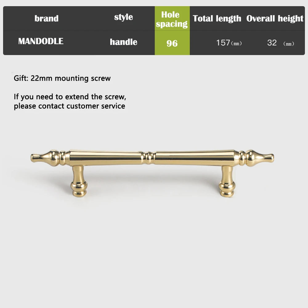 French luxury wardrobe cabinet door handle drawer cabinet Italian single hole creative design Golden European style handle