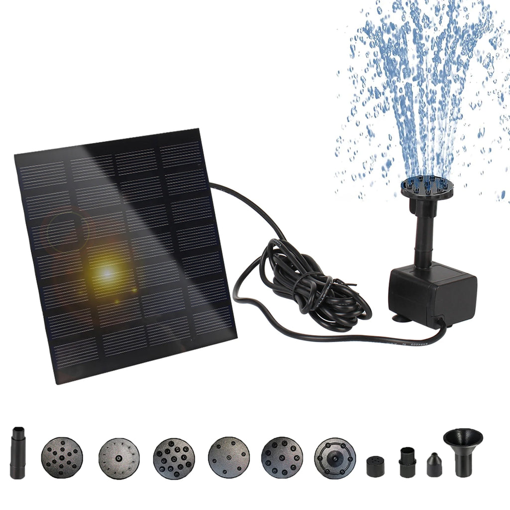 Solar Fountain Pump, DIY Outdoor Solar Water Pump with Multiple Nozzles,  Solar Powered Pump for Bird Bath, Ponds, Garden and Ot