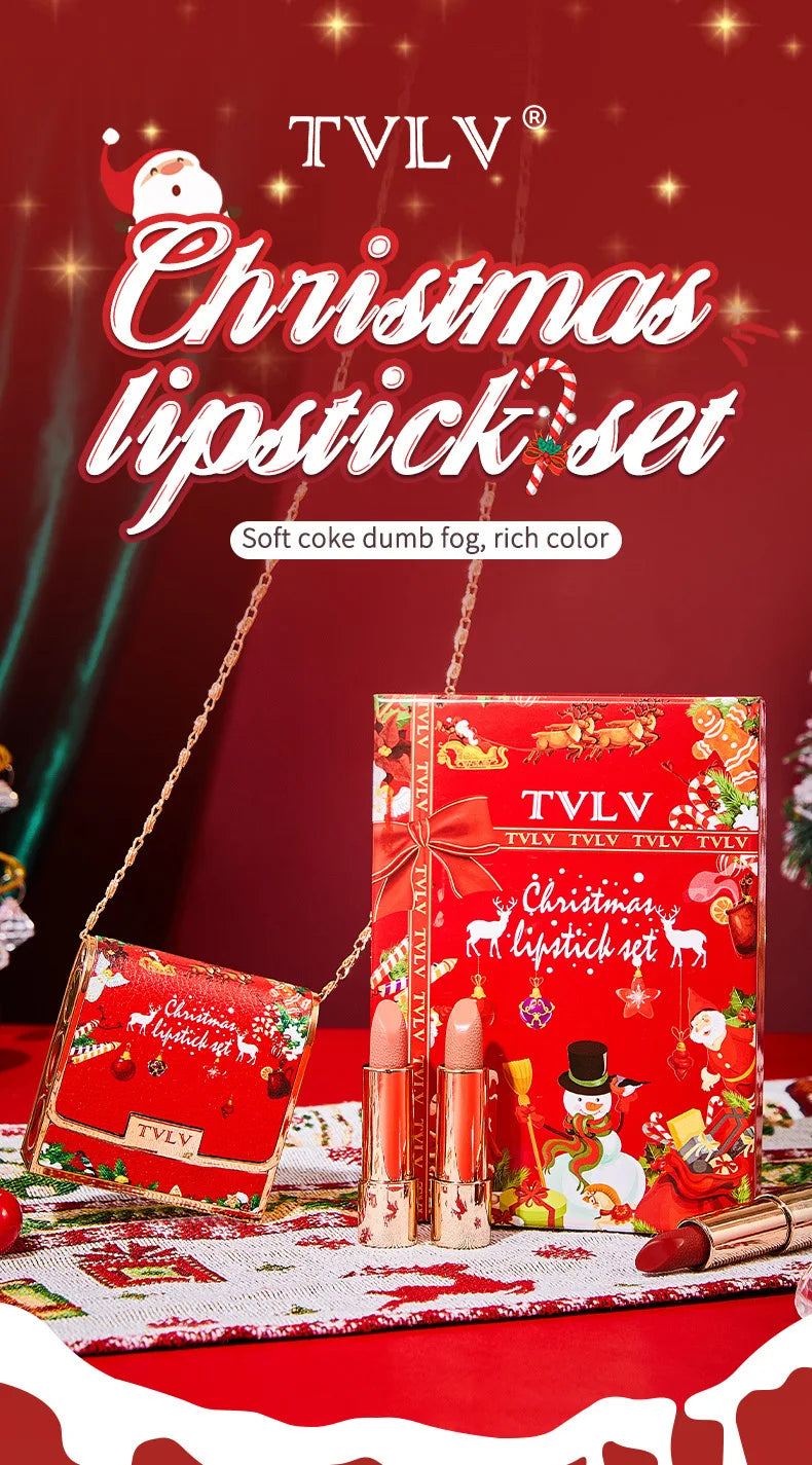 Christmas Matte Lip Gloss Set Lipstick Smooth Lasting Display Lip Gloss Waterproof Moisturizing Lipstick Holiday Gift Box Set