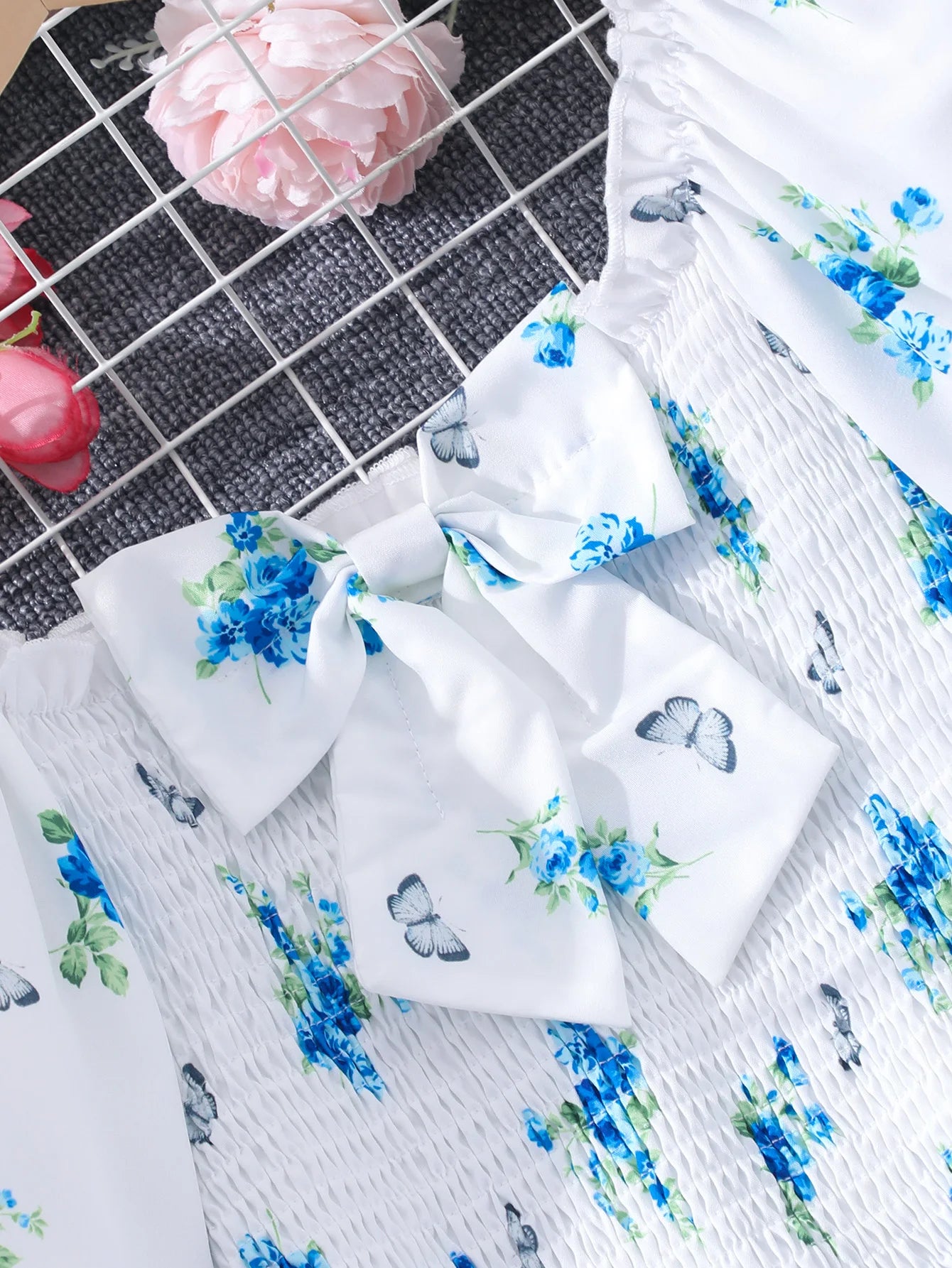 New Children Clothes Teen Girl Dresses Summer Blue Floral Long Big Kids Party Dress Fashion Elegant Pretty 13 14 15 16Yrs Old