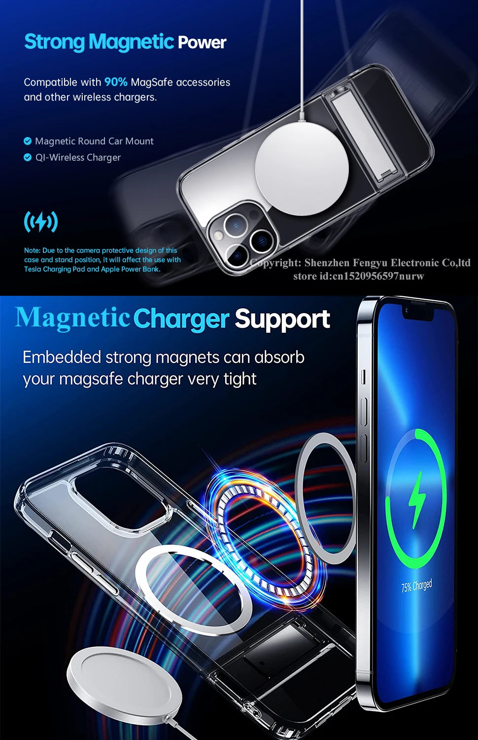 Magnetic Stand Phone Case for iPhone 16 15 14 Pro Max Plus 12 13 Mini 11 Mobile Cases with Kickstand Shockproof Slim Back Cover