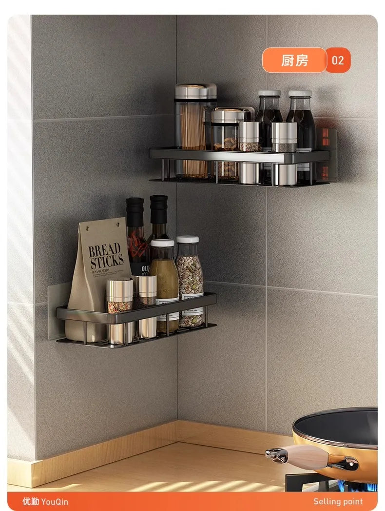 No-Drill Bathroom Shelf, Bathroom Rack, Toilet Washroom Shower Room Sink Wall-Mounted Storage Rack