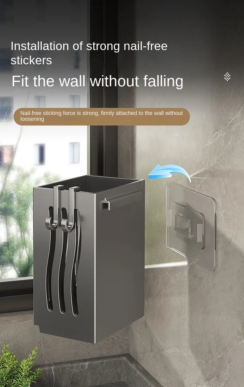 Chopsticks storage box, wall-mounted kitchen shelf without drilling, household chopsticks drainage basket, utensil bowl, chopsti