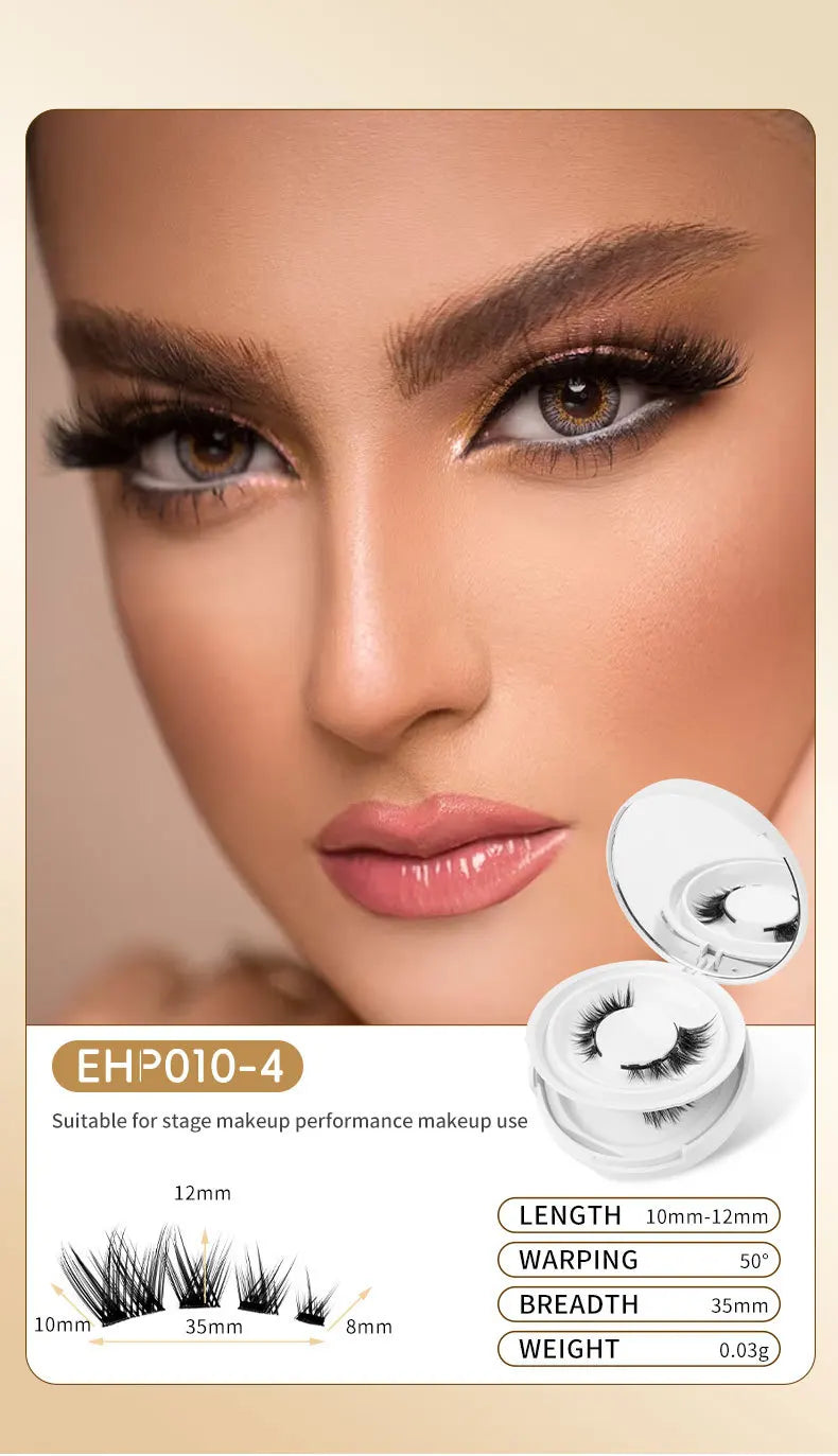 2pairs Magnetic False Eyelashes New Style Glue-Free Mink False Eyelashes Natural Nude Makeup With Mirror Reusable Beauty