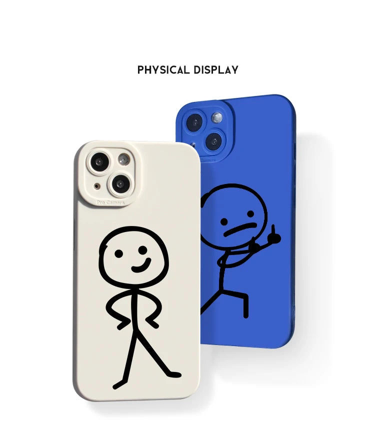 Cute Cartoon Matchman Matte Silicone Phone Case For iPhone 16 11 12 13 14 15 17 Pro Max XR XS X 7 8 Plus SE2 16E Soft Back Cover