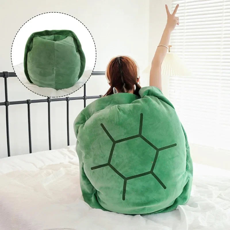 Wearable Turtle Shell Pillow Creative Soft Tortoise Back Pillow Plush Body Giant Cushion Adult Dress Up Gift Bedroom Decoration