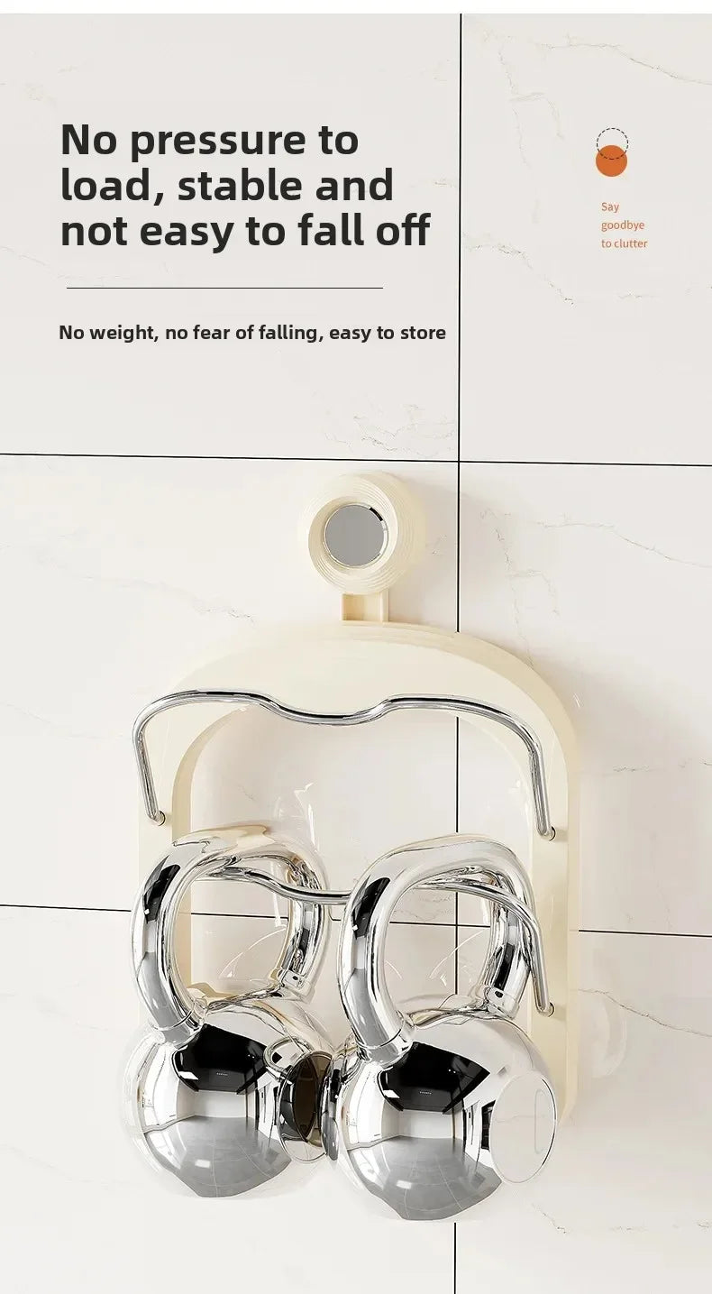 Double Layer Pot Lid Holder Kitchen Storage Rack Wall Mounted Cutting Board Stand Multi Functional Plastic Home Organization