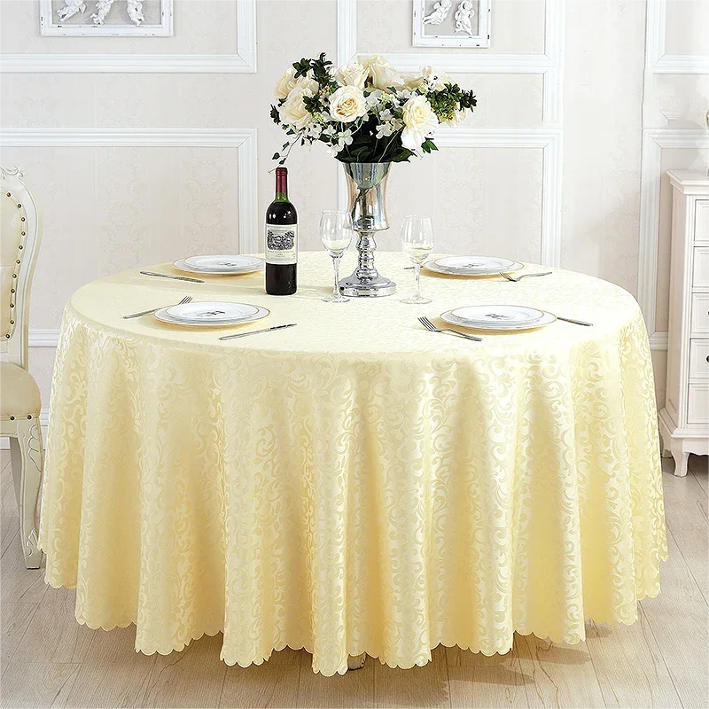 Polyester Jacquard Tablecloth Hotel Wedding Banquet Party Decoration Round White Table Covers Table Overlays Printed Home Decor
