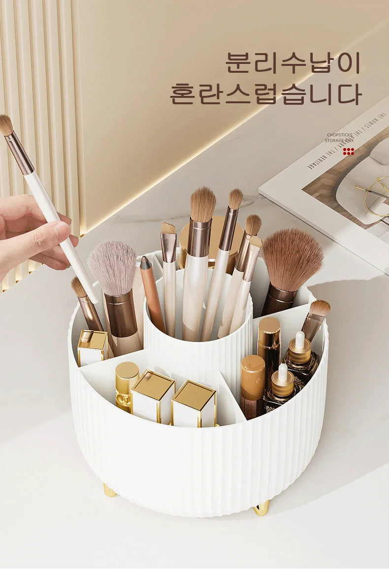 360 Degree Rotating Makeup Brush Organizer Storage Box Cosmetic Brush Holder Desktop Pen Pencil Container Organizer 1PCS