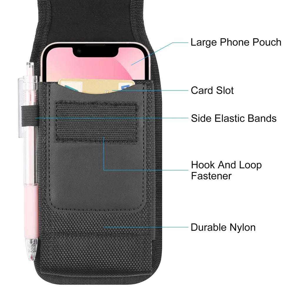 4.7-6.8inch Phone Nylon Pouch Multifunction Cell Phone Belt Clip Carrying Holster Case Waist Bag For iPhone,Samsung ,Smartphones