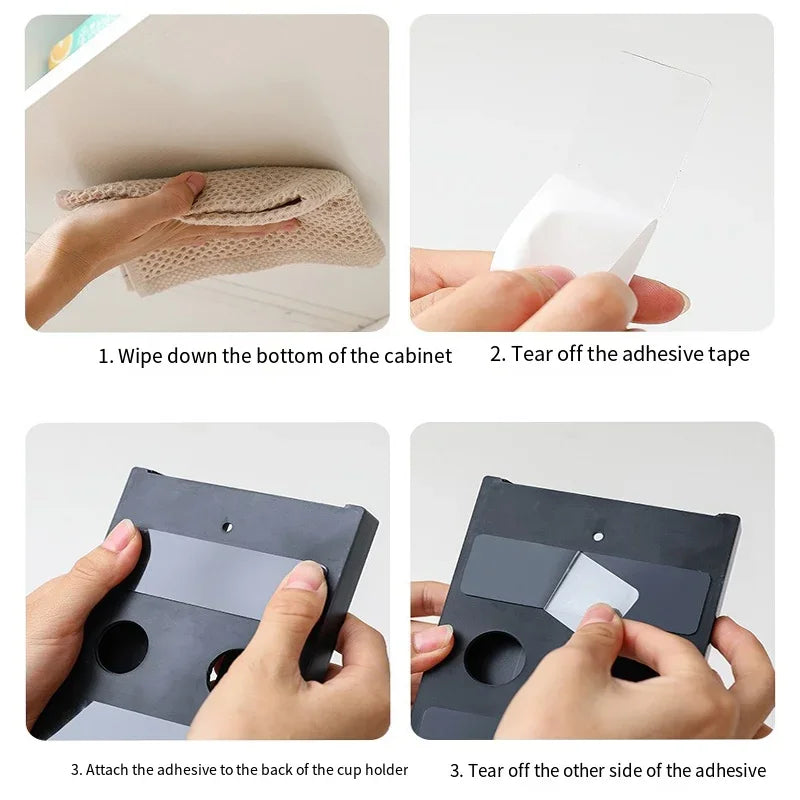 Kitchen Cabinet Free Punching Holder Wine Glass Rack Multi-Function Goblet Classification up Organizer Hanging Holder Shelf