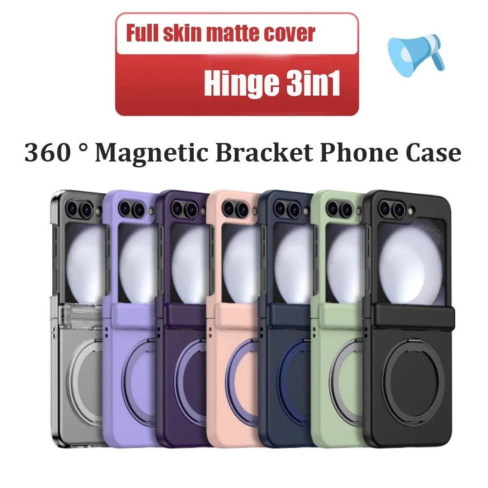 360° Metal Magnetic Bracket Phone Case for Samsung Galaxy Zflip6 Z Flip7 fe Z Flip 7 6 5 4 3 Shockproof Magsafe Hinge Hard Cover