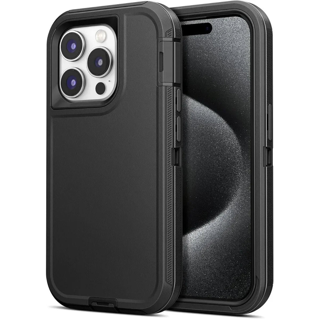 3IN1 PC+TPU Heavy Duty Rugged Armor Case for IPhone 16 15 14 11 Pro Max Plus 13/12 Mini XS/R 7/8 4/5G Back Clip OTT Cover Box