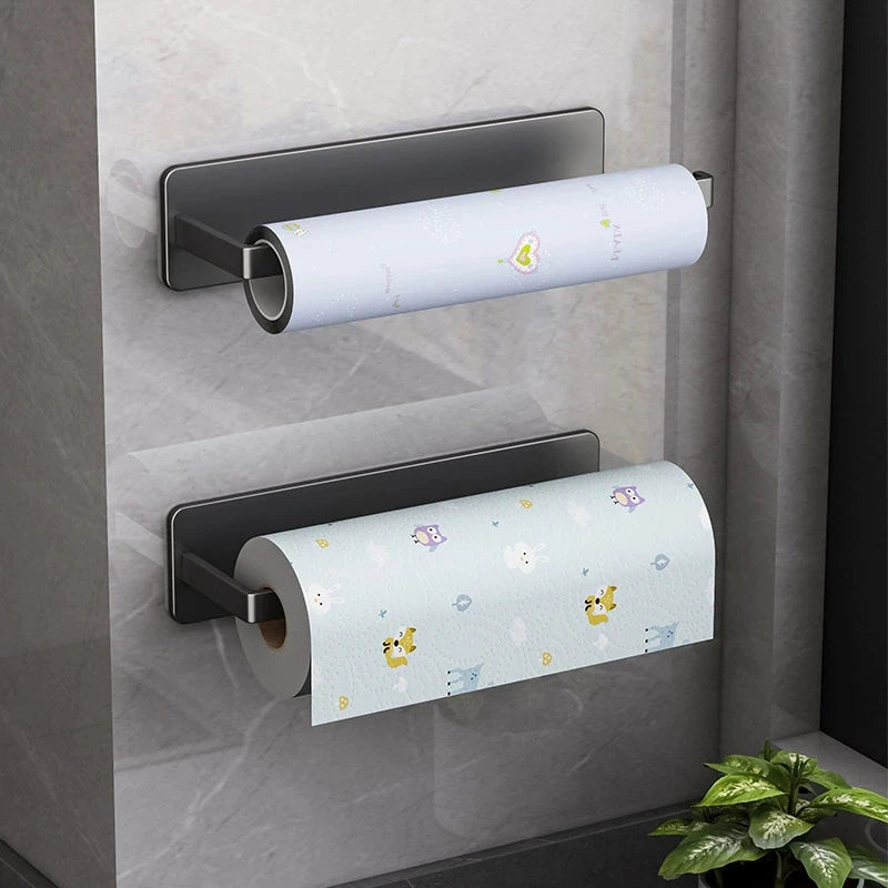 ♥Kitchen Magnetic Paper Towel Holder，No-drill Cabinet Paper Roll Rack And Storage Shelf