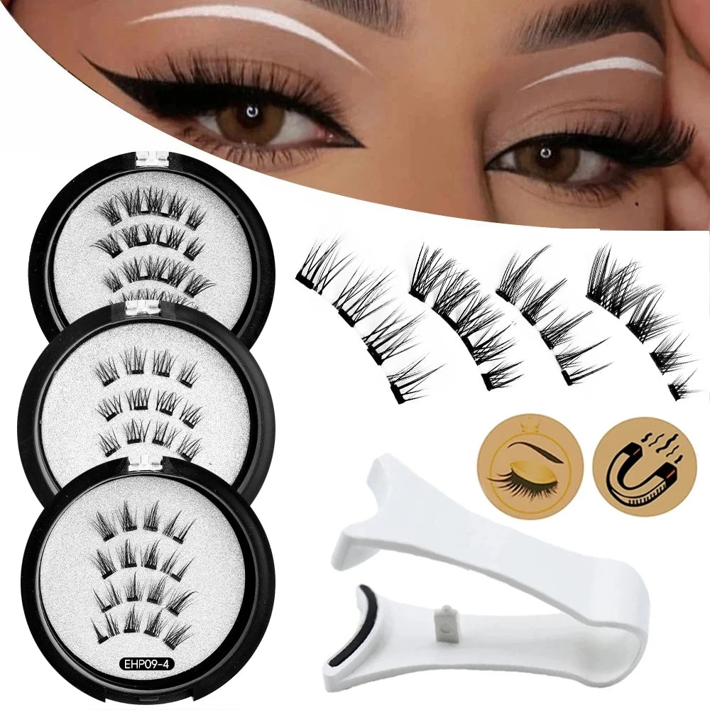 Glue-free Magnetic Eyelashes 3D Natural Effect Magnetic Eyelashes Reusable Eye Makeup False Lashes Beauty Eyelashes Supplies