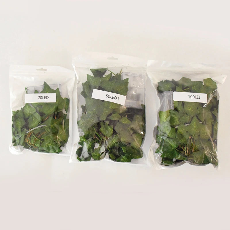 2M-10M Flower Green Leaf String Lights Artificial Ivy Vine Fairy Light Wedding Party Decoration Christmas Home Room Wall Plant