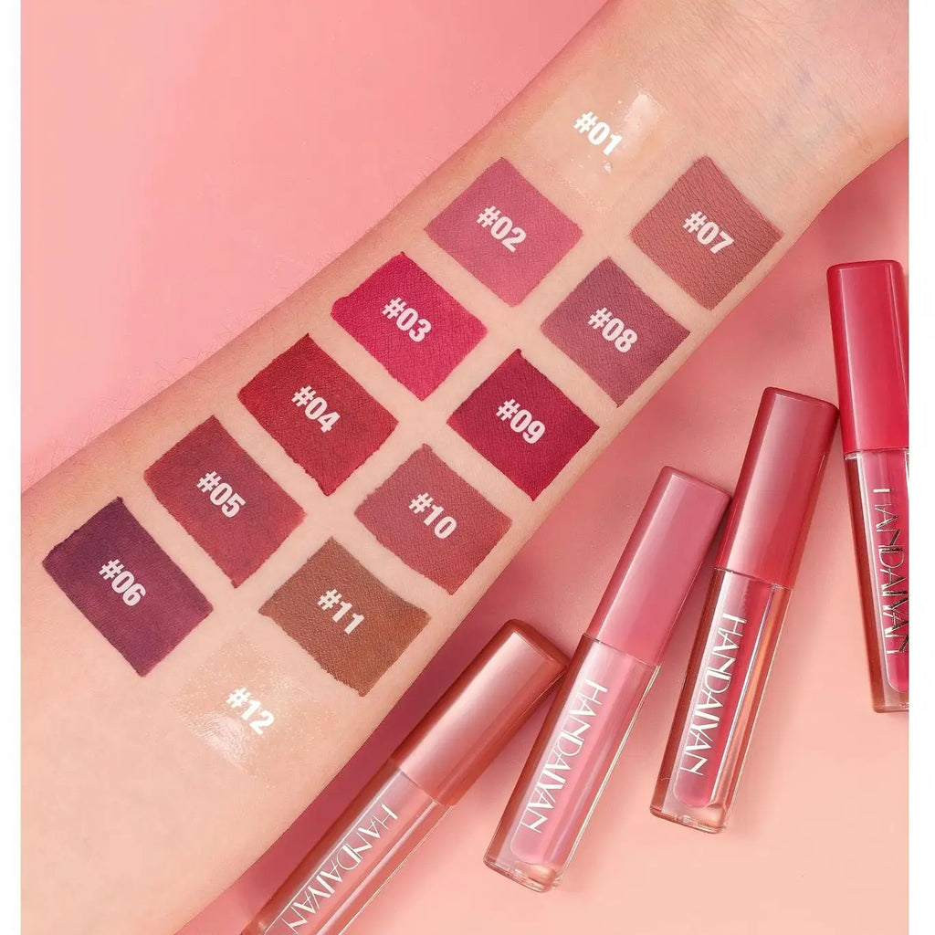 4 Pcs Lip Gloss Set, Waterproof Non Transfer Shimmer Lipstick, Long Lasting & Easy to Apply Liquid Lip Gloss for Daily Makeup