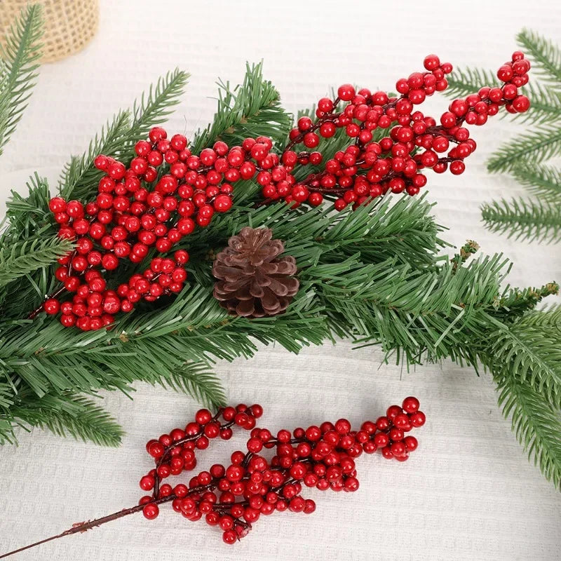 1/20PCS Artificial Berries Christmas Decoration Red Berry Branches for Xmas Tree Party Home Table Ornaments Fruit Wreath Decor