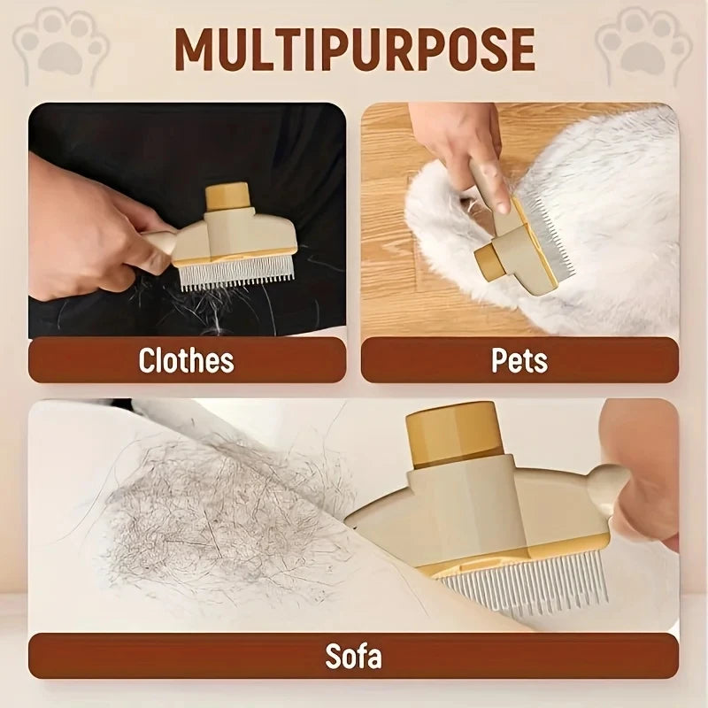 Pet One Button Self Cleaning Pet Grooming Gloves Brush Comb Hair Remover and Massage Tool for Cats and Dogs Easy Grooming