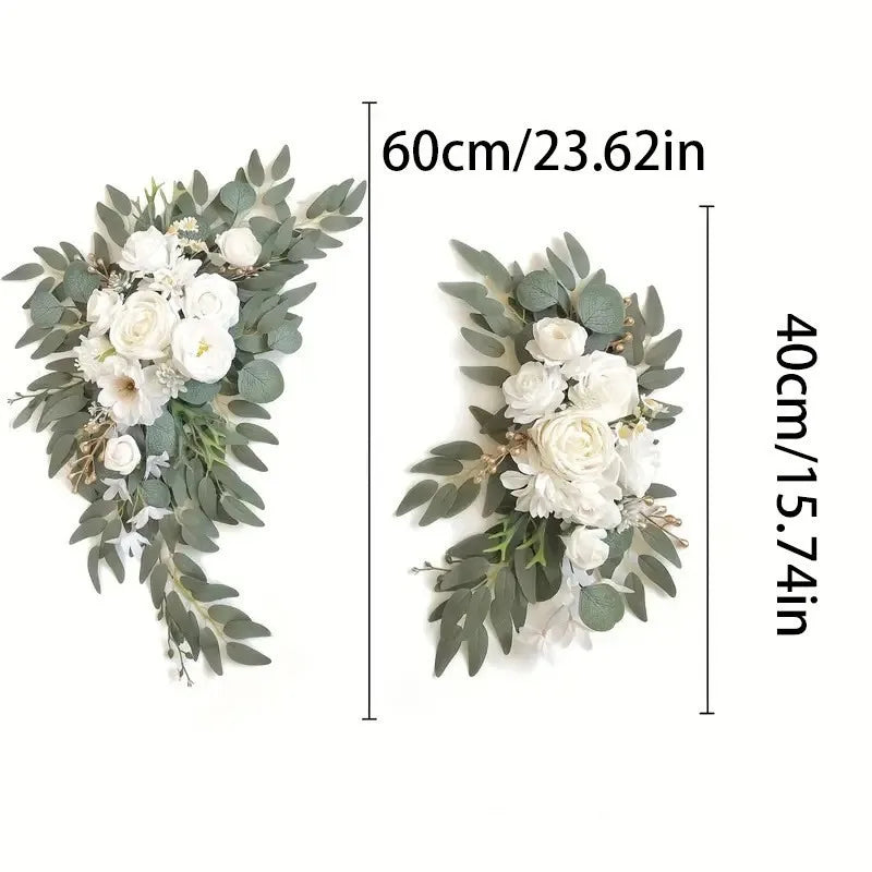 Artificial Wedding Arch Flowers Kit Boho Dusty Rose Blue Eucalyptus Garland Drapes for Wedding Decorations Welcome Sign