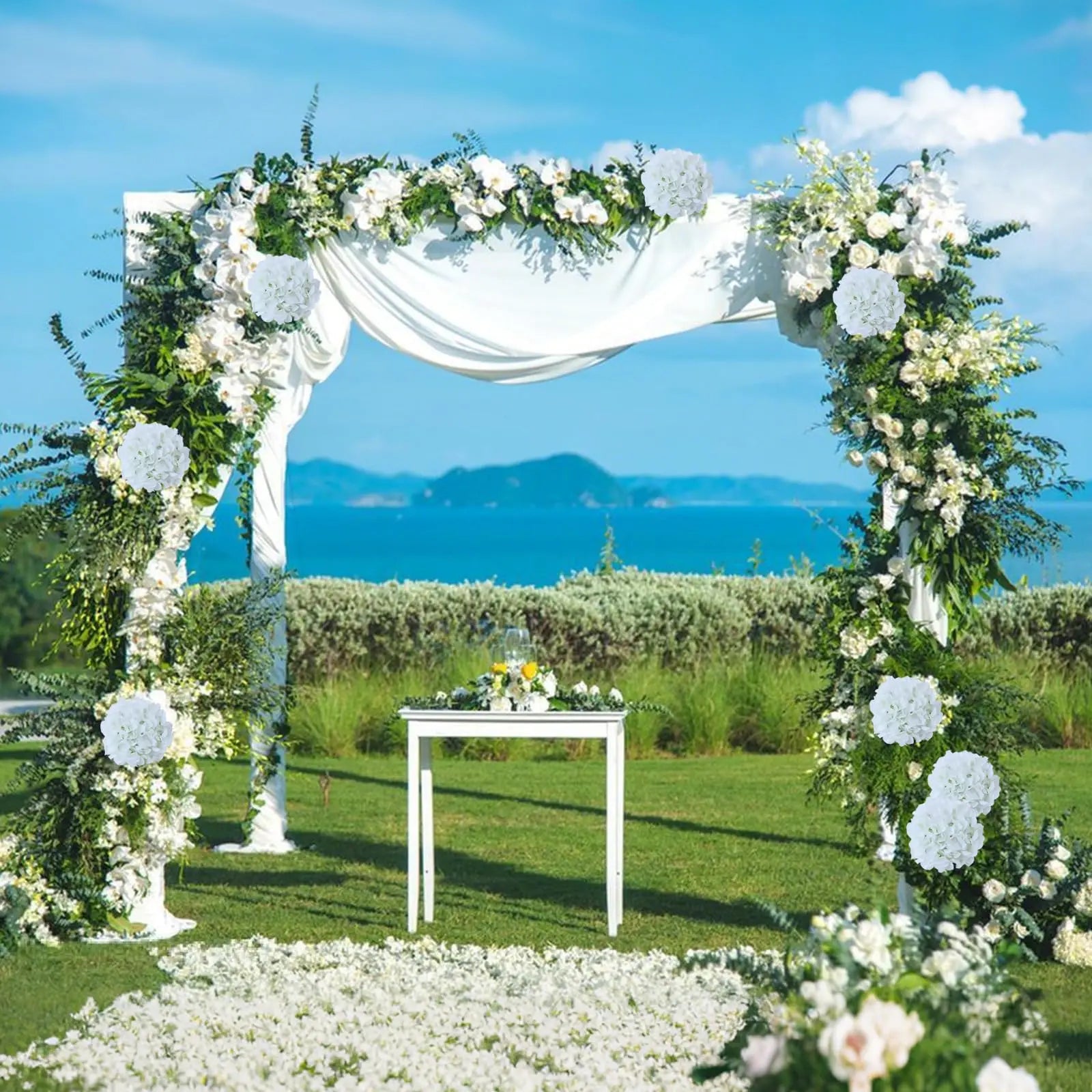 6PCS Artificial Hydrangea Flowers with Stem Fake Hydrangea Flower DIY Floral Wedding Centerpieces Home Party Table Decoration