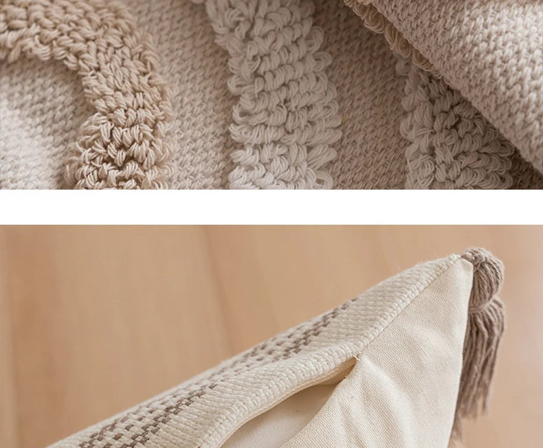 Battilo Luxury Pillow Cover with Tassels Soft Cotton Pillowcase Boho Decorative Throw Pillow for Living Room Sofa Cushion Cover