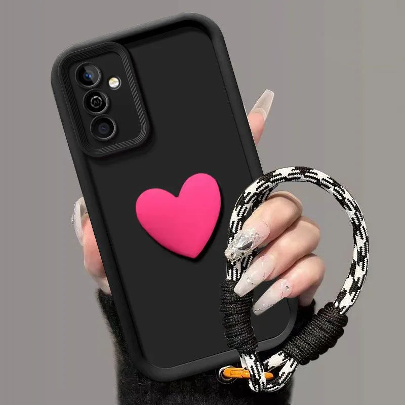 For Samsung Galaxy A56 Case Samsung Galaxy A36 Cover Samsung Galaxy A26 Phone Case 3D Love Heart Hand Strap Back Cover