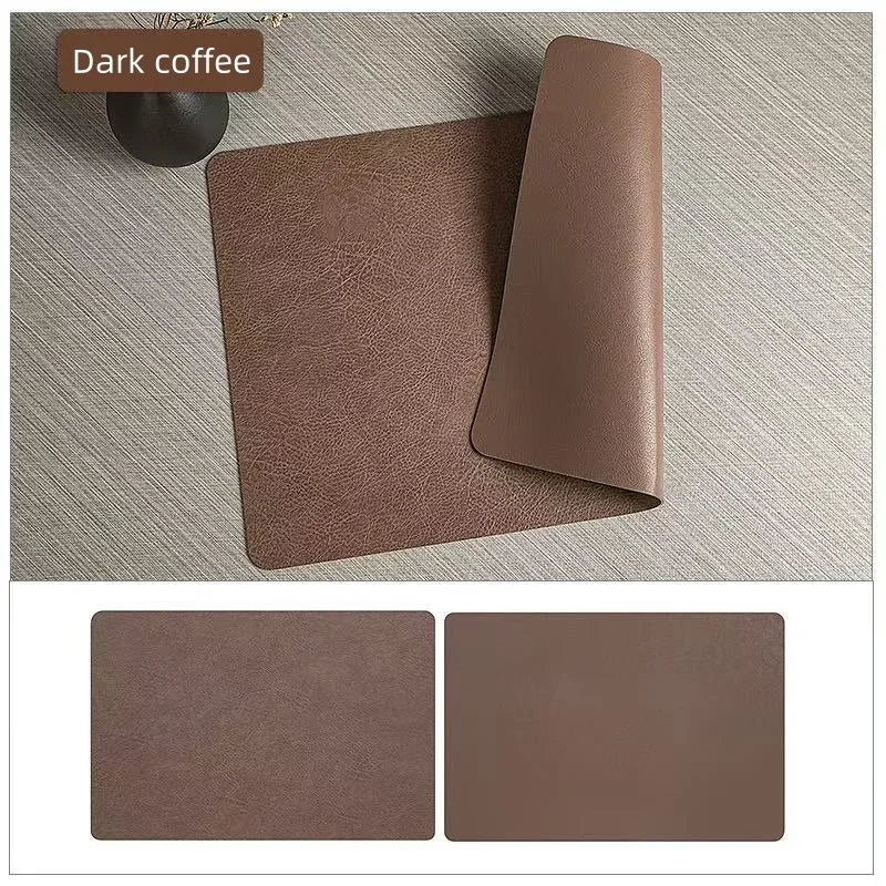 Colors Washed Cowhide Pattern PU Leather Placemats,Heat Resistant Kitchen Table Mats,Waterproof Wipeable for Party Decoration