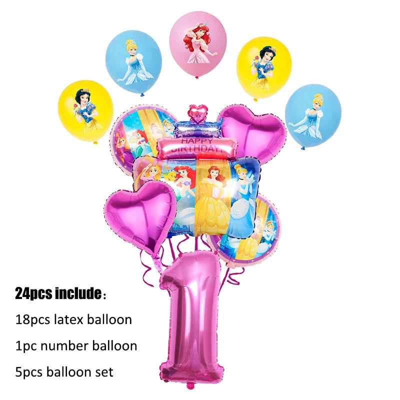 Disney Princess Birthday Party Decorations Girls Child Deco Disney Princess Birthday Plate Napkins Cups Tableware Supplies Setup