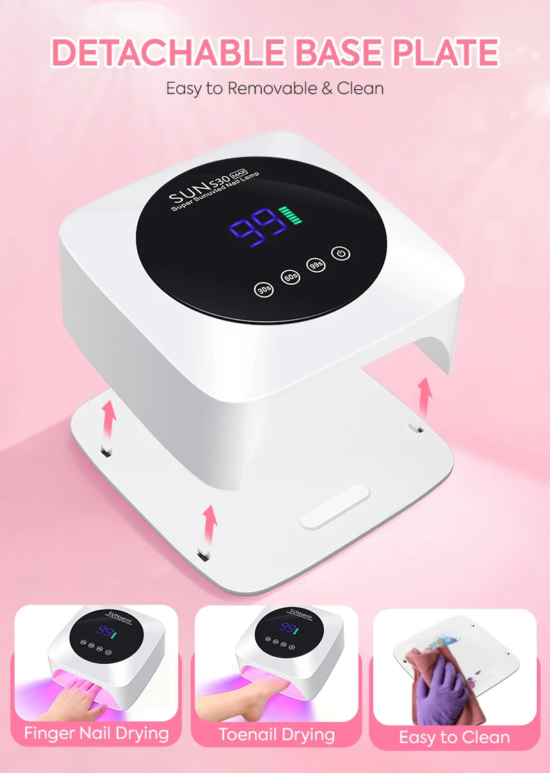 Rechargeable Nail Dryer 57 LED Nail Lamp UV Gel Nail Polish Curing Nail Lamp With Smart Sensor Manicure Salon Tool