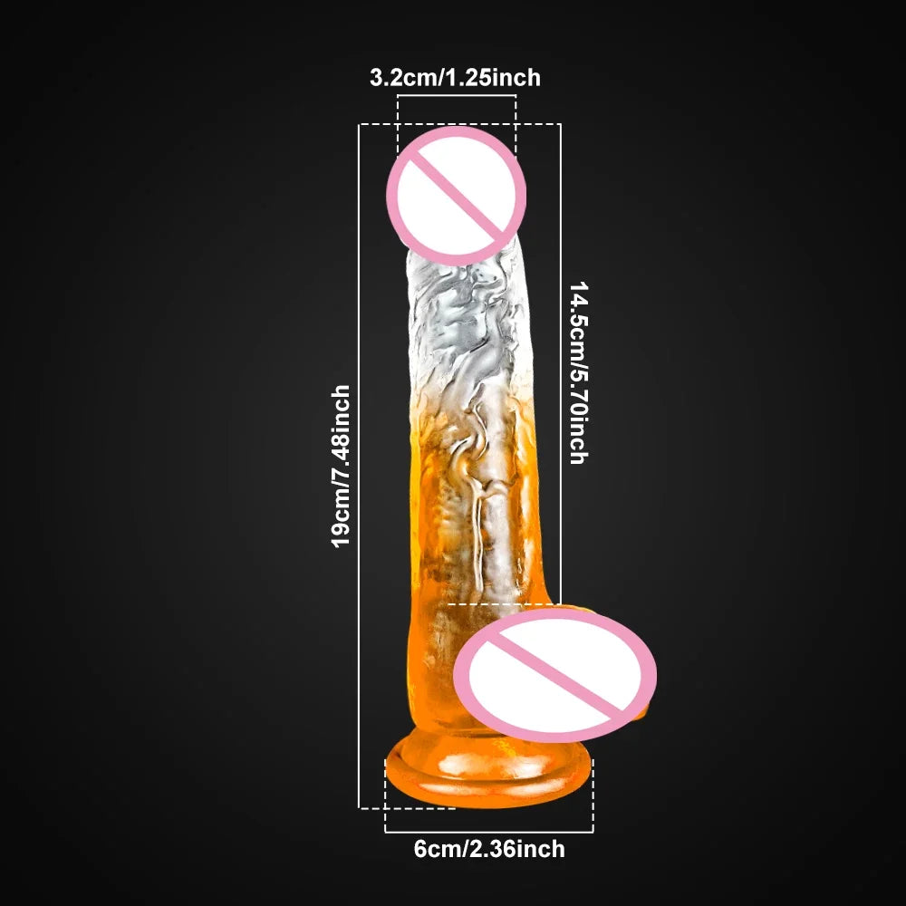 4 Sizes Transparent  Soft Jelly Dildo Realistic Fake Dick Penis Sucker Butt Plug Sex Toys for Woman Men Vagina Anal Sex Toys
