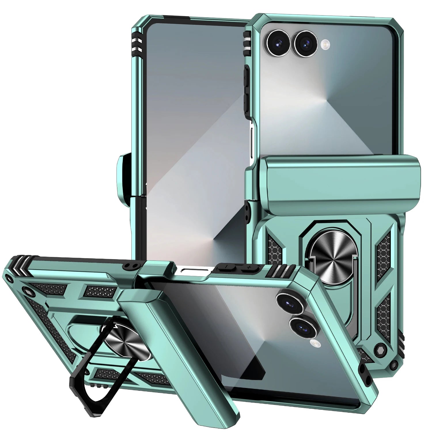 Case For Samsung Galaxy Z Flip 7 5G Z Flip 6 Military Grade Shockproof Heavy Duty Protective Armor Magnetic Kickstand Ring Cover