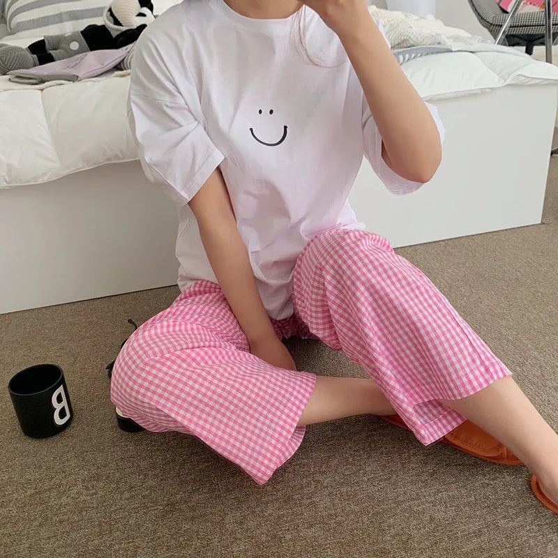 Women's 2-Piece Pajamas Homewear Spring And Autumn Pajamas Summer Pajamas Women's Short-Sleeved Trousers Casual Homewear Sets