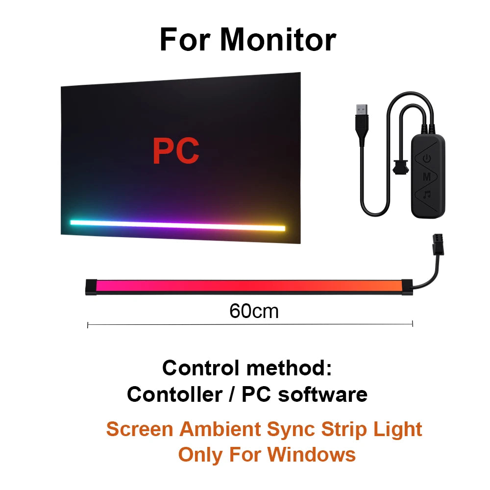 Smart Ambient TV Lighting Display Sync LED Strip RGB Dream Color Computer Backlight Ramadan Decor Lamp Color DIY Party Game PC
