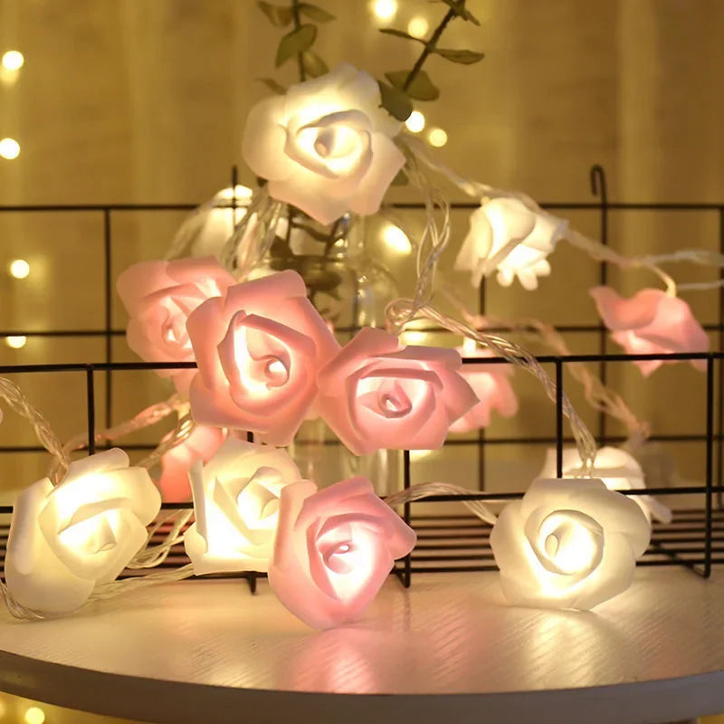 LED Rose Flower Cherry Blossom String Lights Warm White Fairy Lamp Decorative Light for Mother’s Day Wedding Party Garden Decor