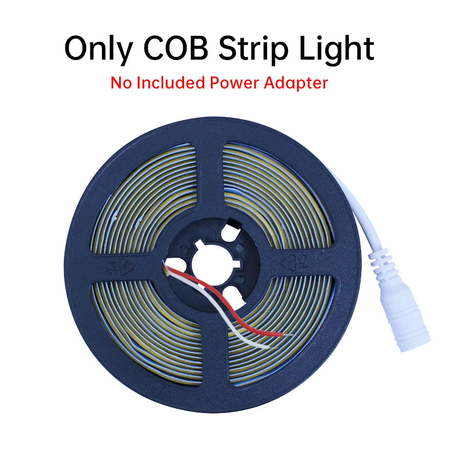12V COB LED Strip Light 320LEDs/m 0.5m-5m with Power Supply & Bluetooth Controller for Warm/Neutral/Cold White Cabinet Lighting