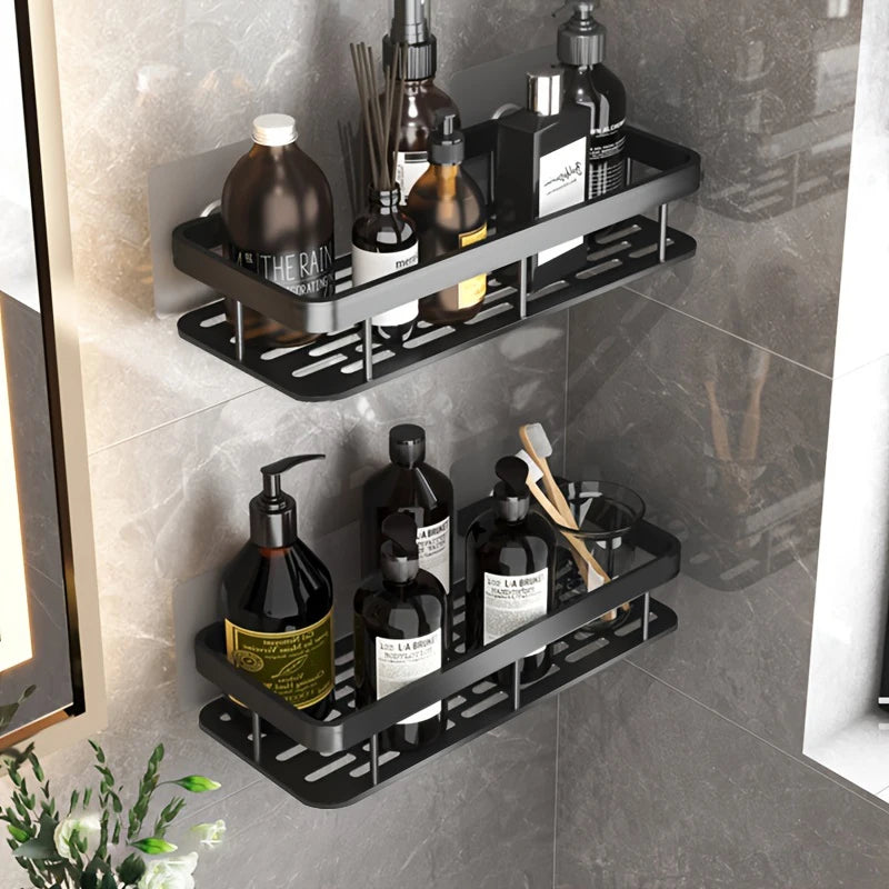 Punch Free Wall Mounted Bathroom Shelf No Drill Shower Shelf Kitchen Storage Organizer Shampoo Rack Makeup Storage Organizer