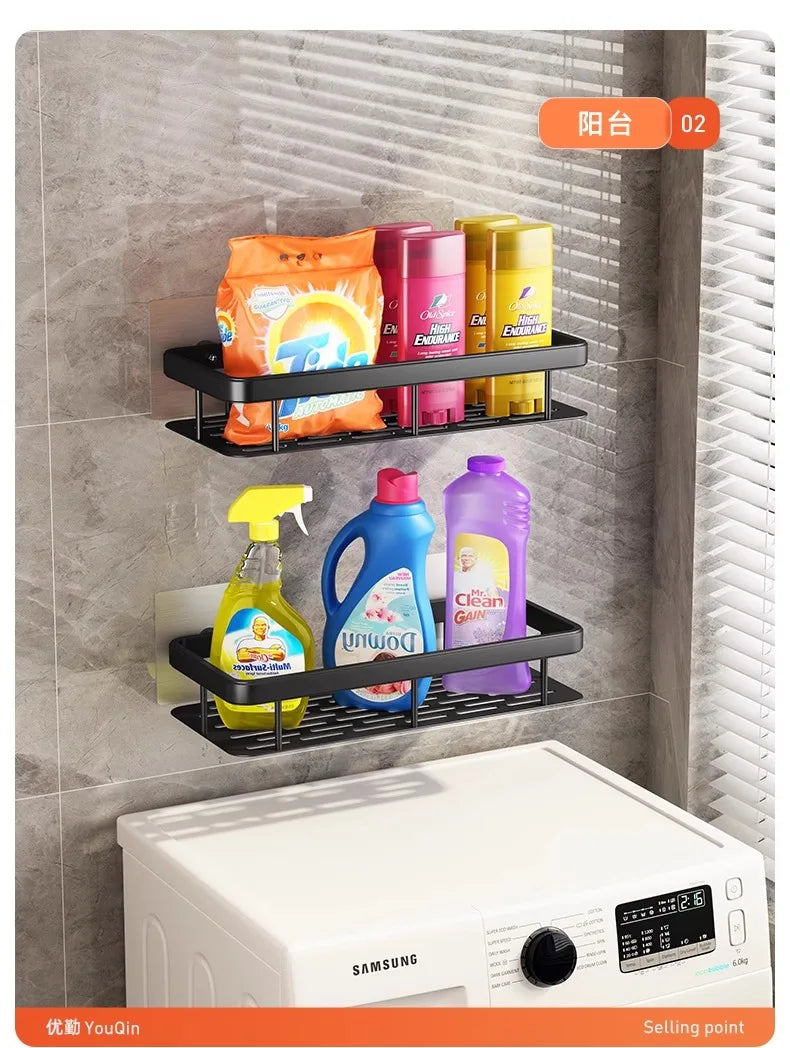 No-Drill Bathroom Shelf, Bathroom Rack, Toilet Washroom Shower Room Sink Wall-Mounted Storage Rack