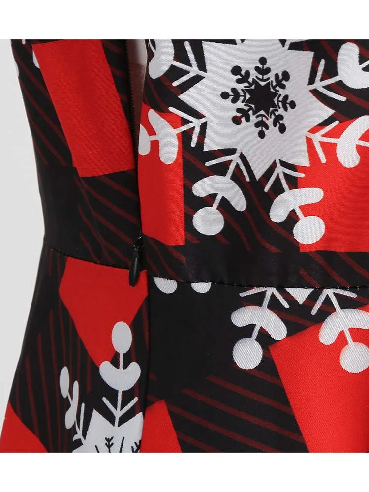 Christmas Dress Women Vintage 50s Lace Sleeveless Print Party A Line Santa Claus Sundress Runway Midi Pinup Flare Dresses