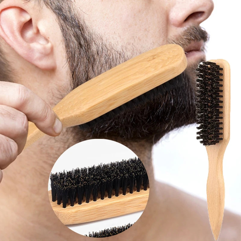 Boar Bristle Slick Back Hair Brush for Sleek Ponytail Bun & Smoothing Baby Hairs, Flyaways, Edge Control - Backcombing & Teasing