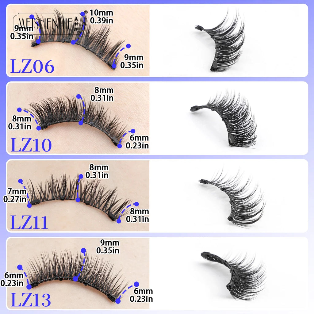 Faux Cils 1 Pair Magnetic Eyelashes Set Handmade Natural Curl False Eyelash with Tweezer Makeup Tools Magnetic Lashes for Sale