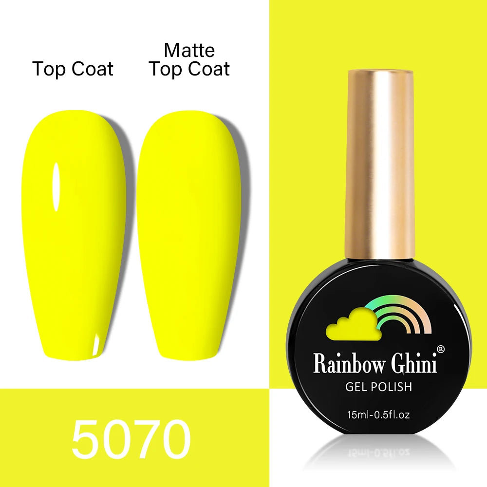 RG HEMA TPO FREE Neon Glitter Gel Nail Polish 15ml Nail Art Manicure Semi Permanent Gel Hybrid Varnishes Top Base Coat UV Nail