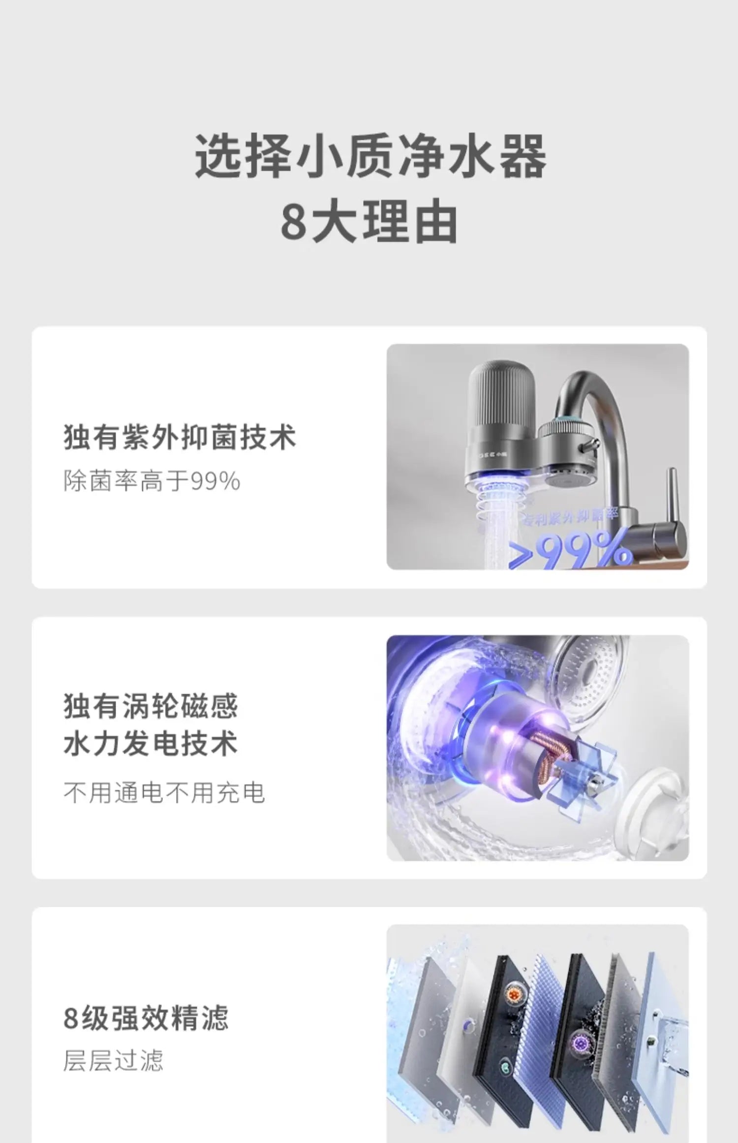 Xiaozhi SOGEE Faucet Water Purifier Descaling and Dechlorination Household Pre-filter Kitchen Tap Water Filter Water Purifier