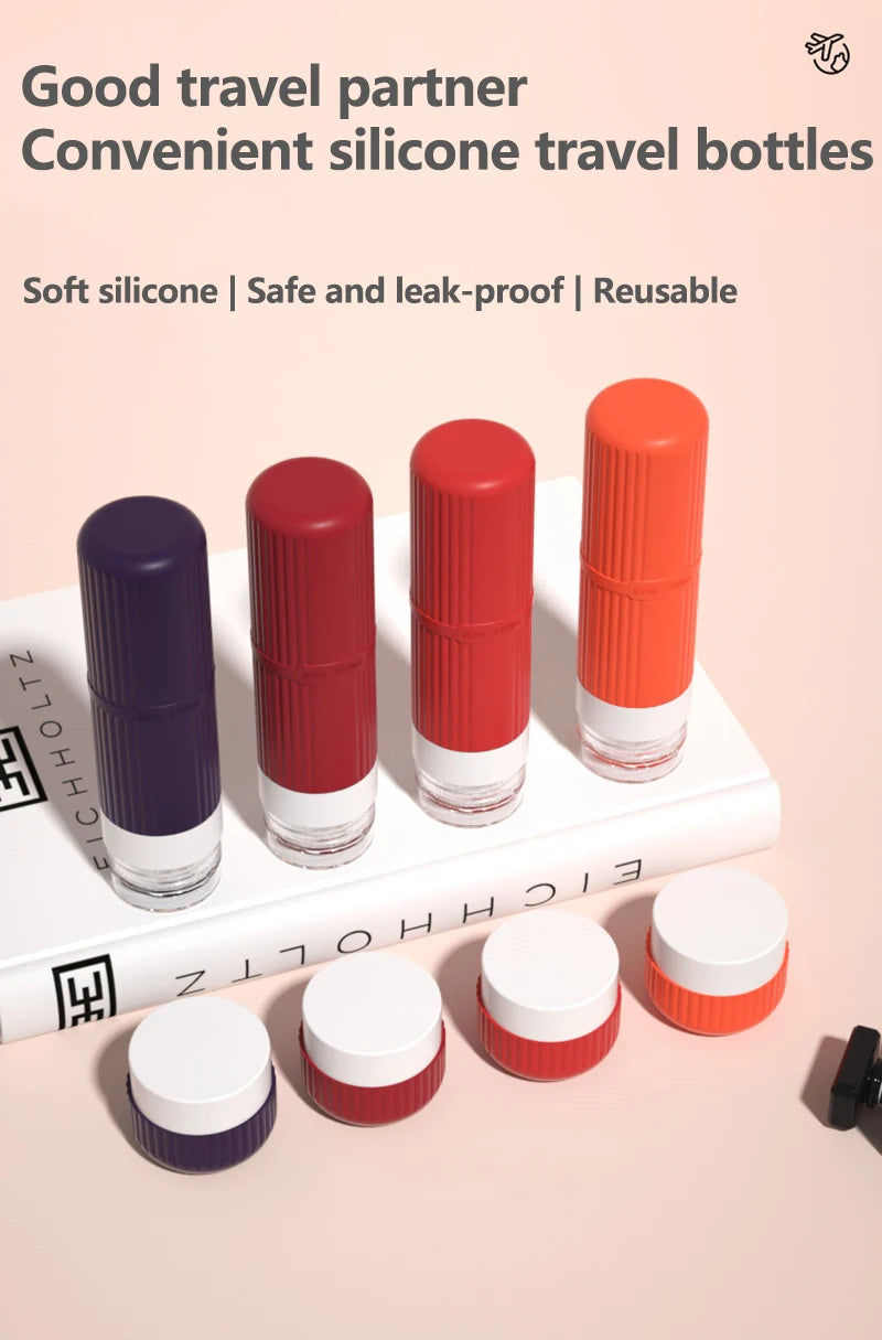 8PCS SiliconeTravel Bottles Travel-Sized Toiletries Travel Containers Leak-Proof Silicone Squeeze Travel Essentials Cream Jar