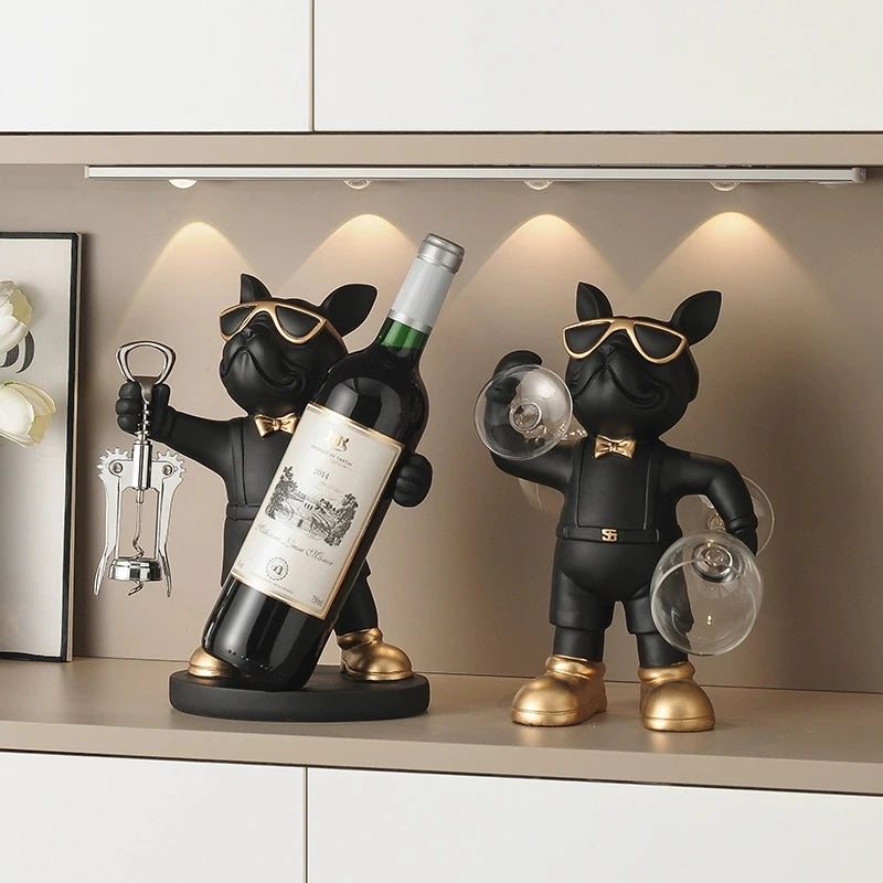 French Bulldog Wine Holder Resin Wine Racks Countertop Wine Stand Wine Bottle Holder Wine Bottle Rack Home Office Decor